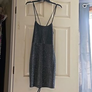 Silver sparkle dress open back